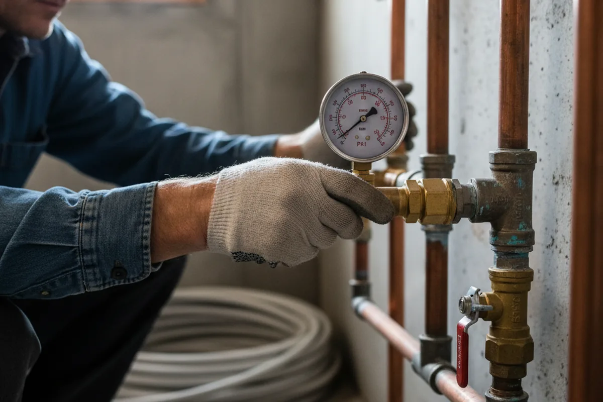 Pressure testing a repaired line during Water Line Repair in Hernando